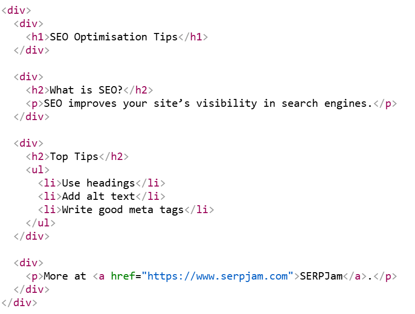 Without semantic html example