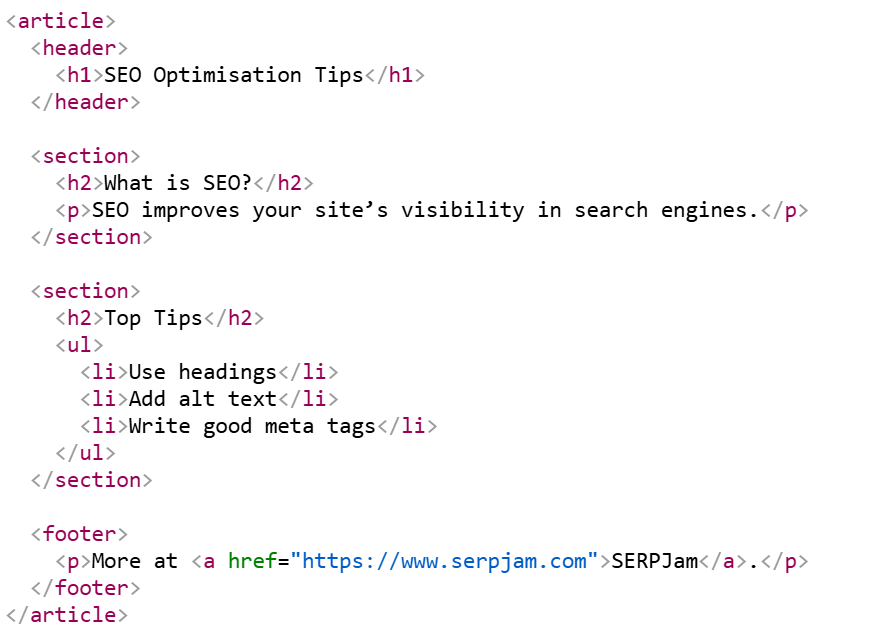 semantic html example